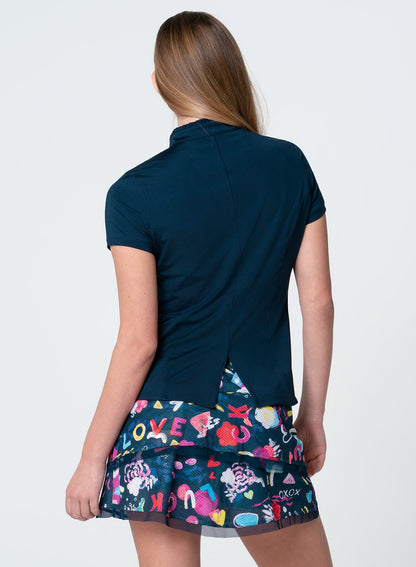 Lucky In Love Pleated Placket Short Sleeve