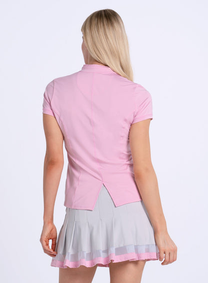 Lucky In Love Pleated Placket Short Sleeve