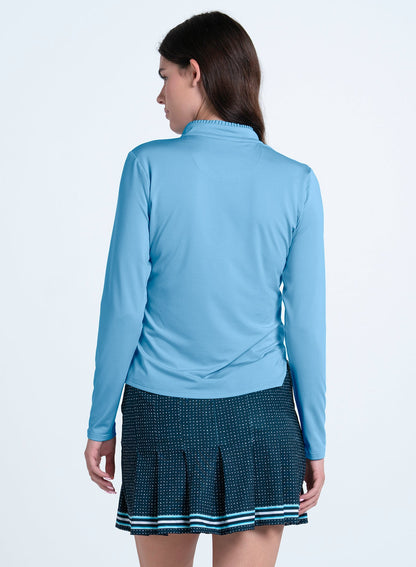 Lucky In Love Pleated Neck Long Sleeve