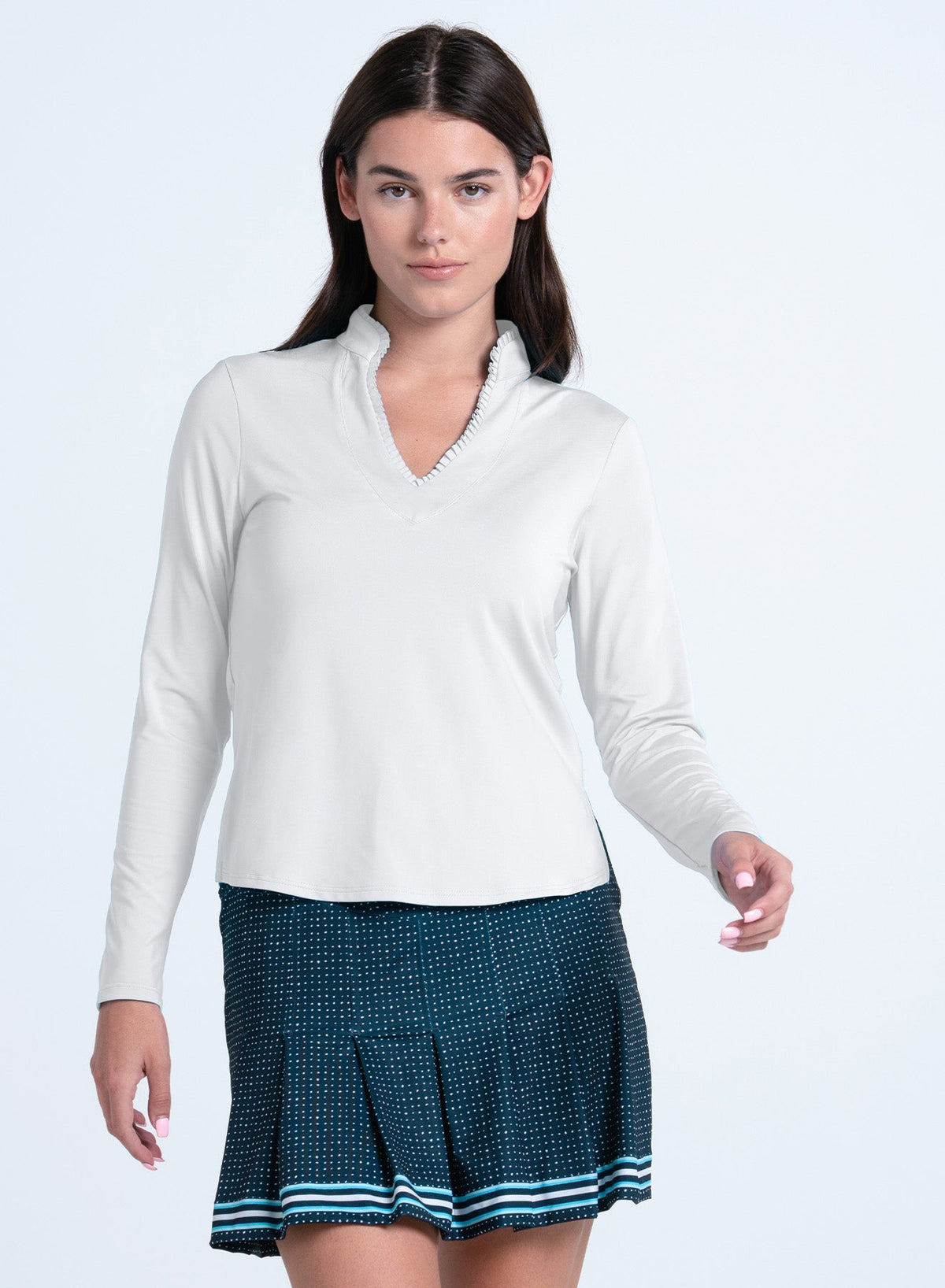 Lucky In Love Pleated Neck Long Sleeve