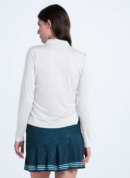 Lucky In Love Pleated Neck Long Sleeve