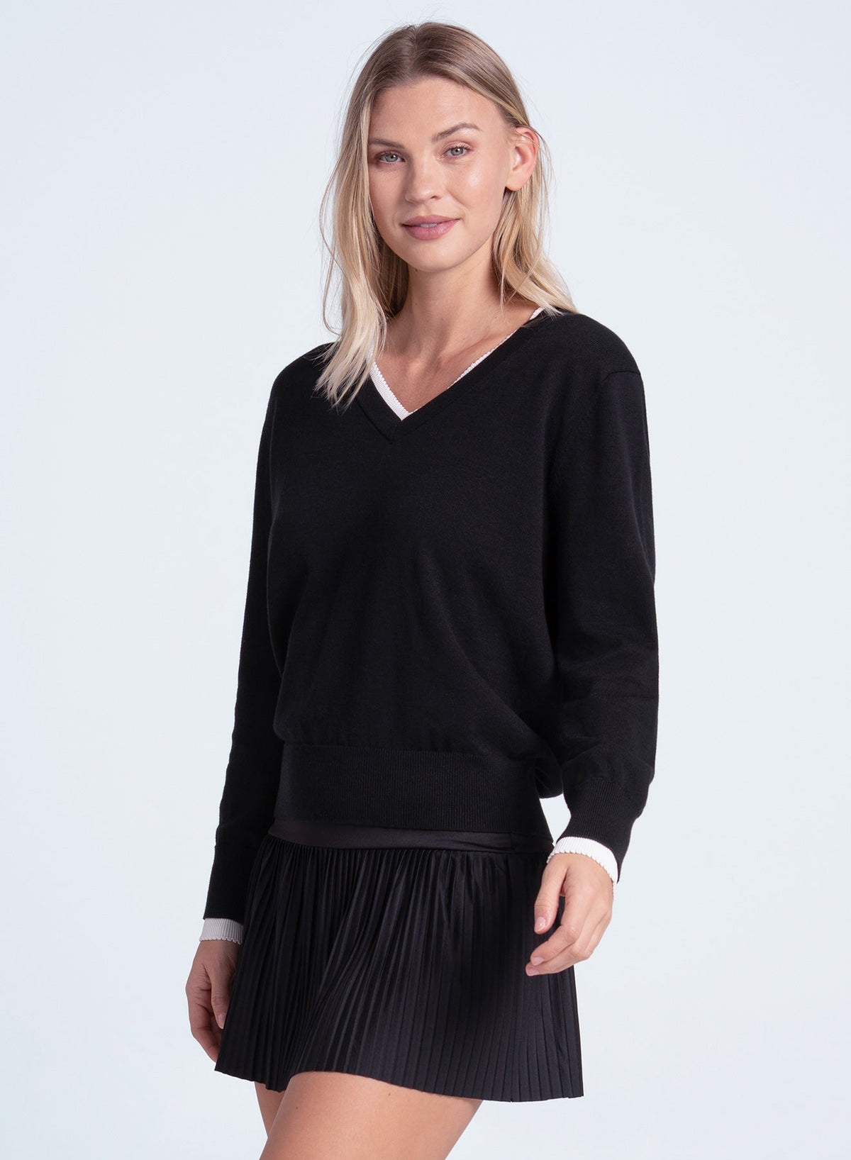 Lucky In Love Double V-neck Sweater