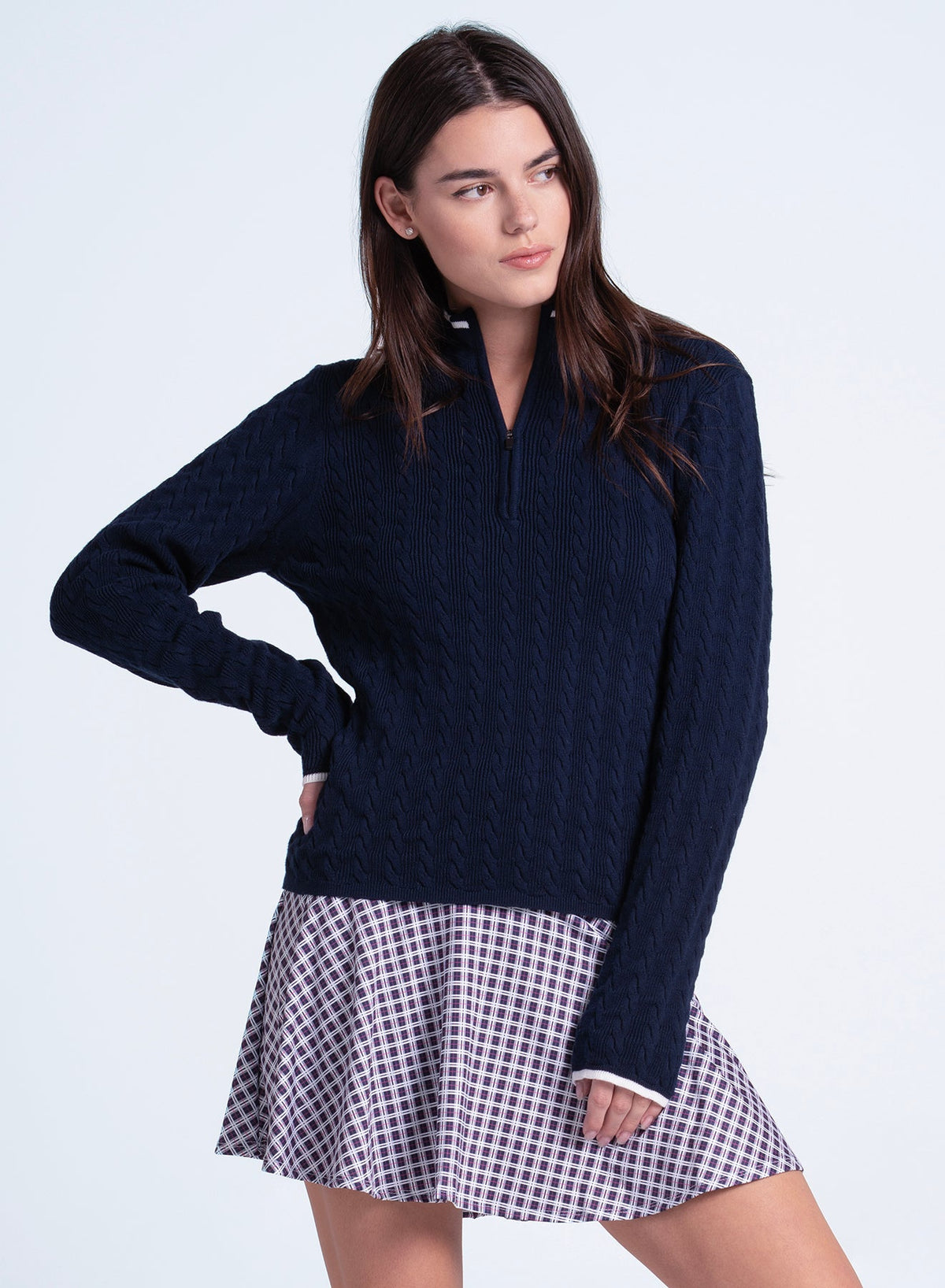 Lucky In Love Mini Cable 1/4 Zip Sweater