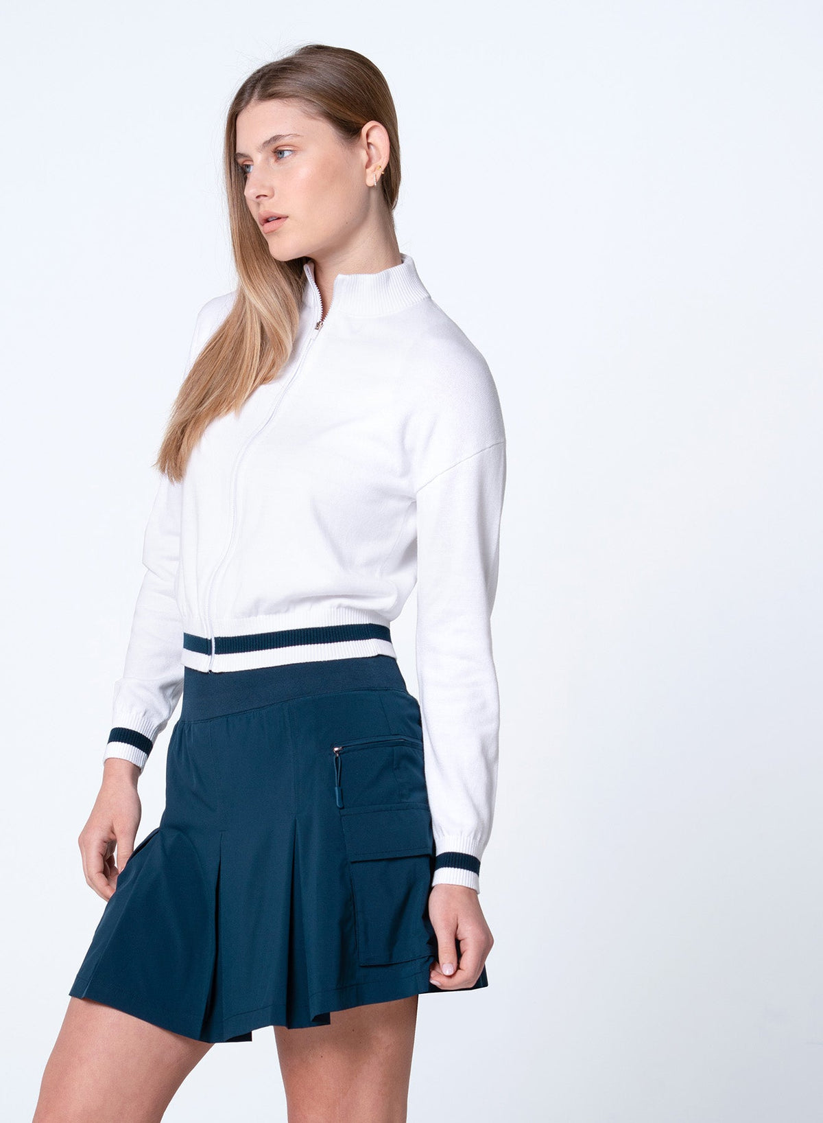 Lucky In Love Rally Mock Neck Cardigan