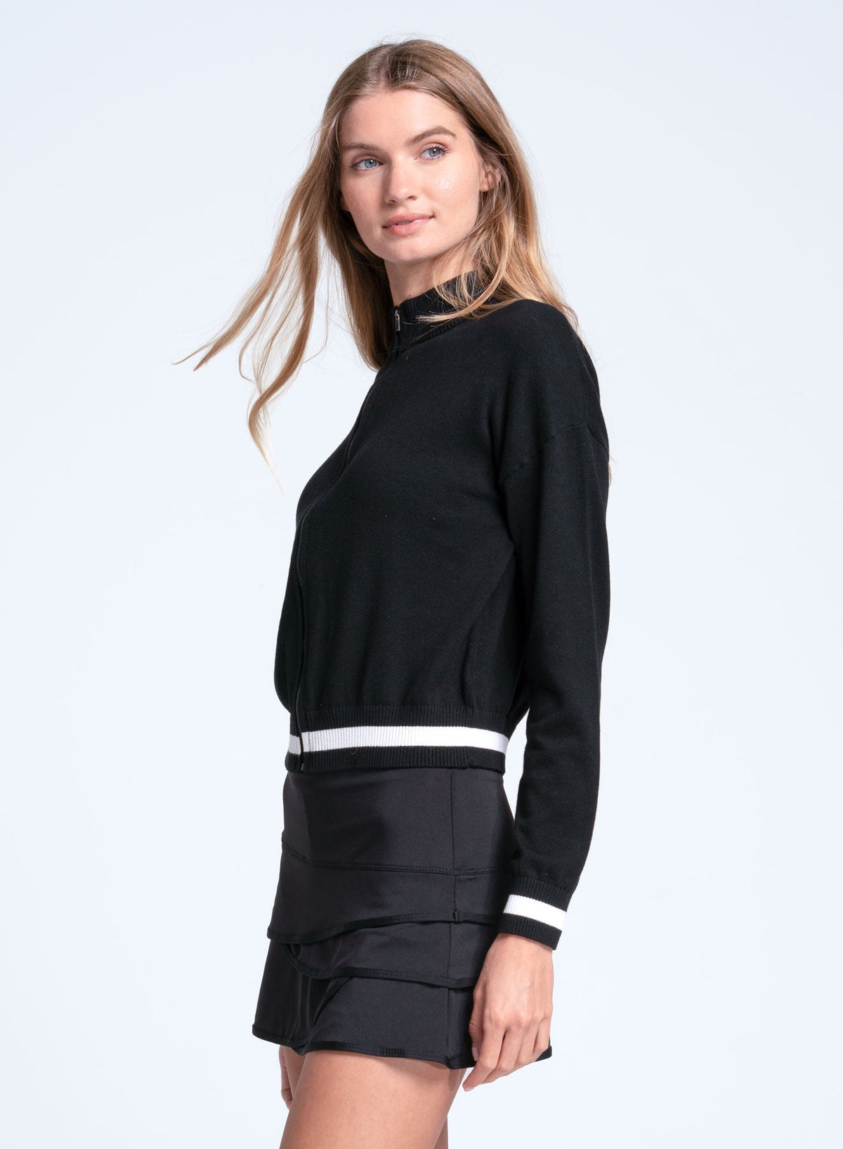 Lucky In Love Rally Mock Neck Cardigan