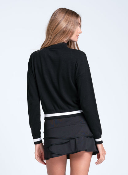 Lucky In Love Rally Mock Neck Cardigan