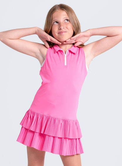 Lucky In Love Match Pleated Polo Dress