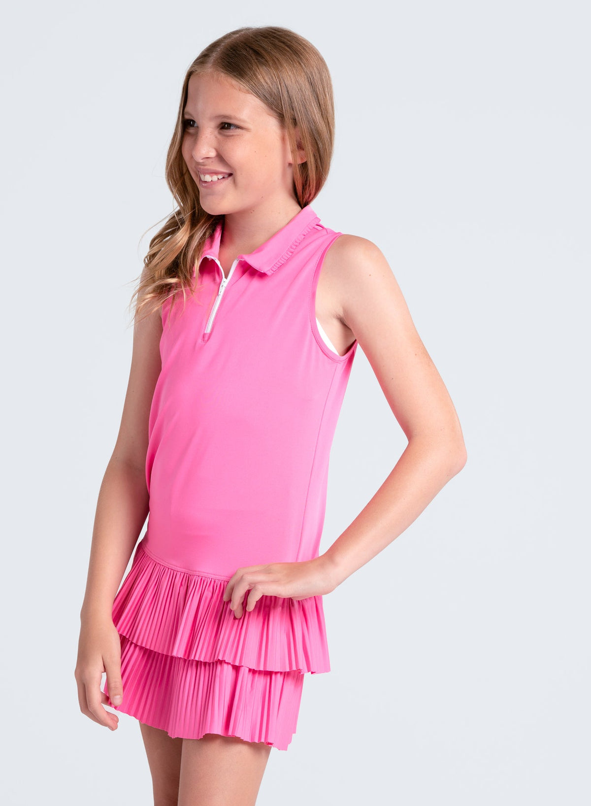Lucky In Love Match Pleated Polo Dress