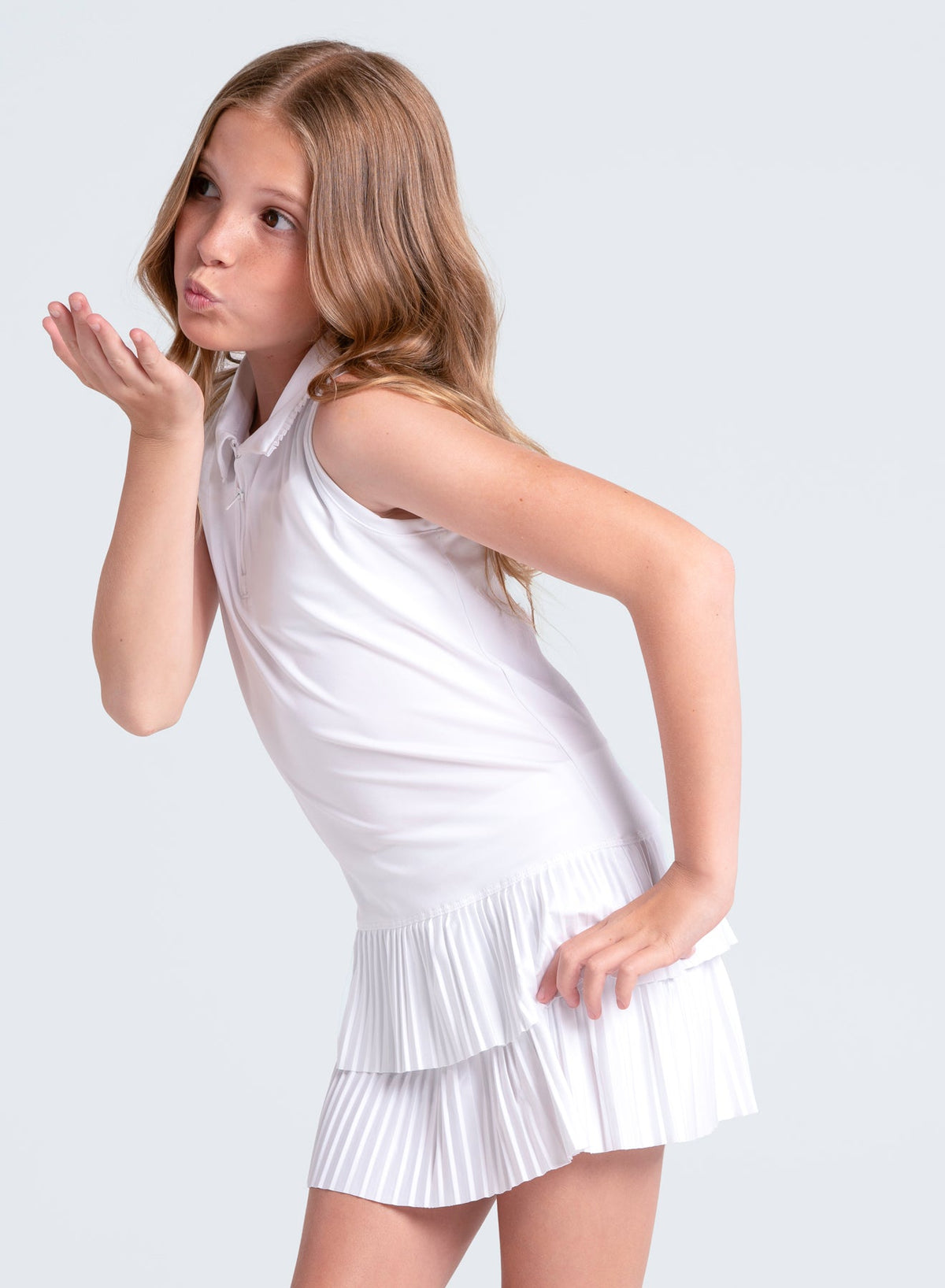Lucky In Love Match Pleated Polo Dress