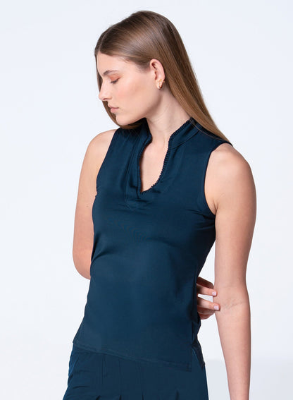 Lucky In Love Pleated Placket Sleeveless