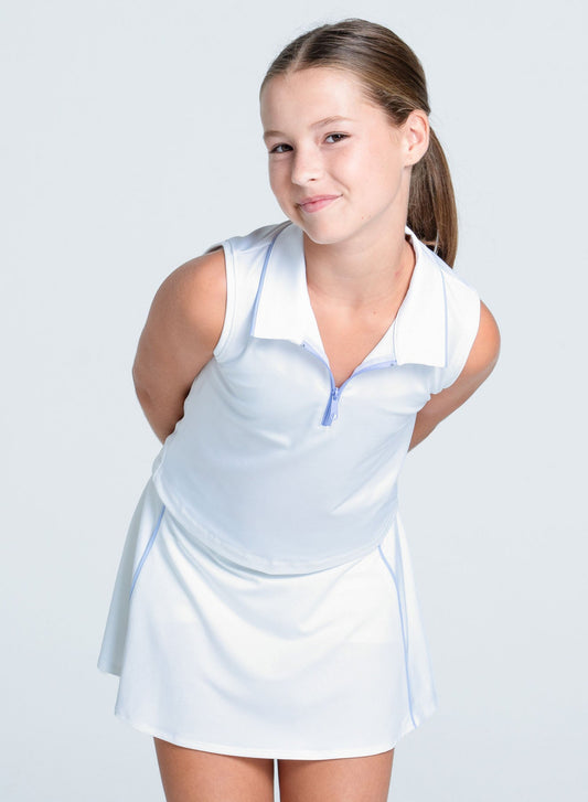 Lucky In Love Club Zip Sleeveless Polo
