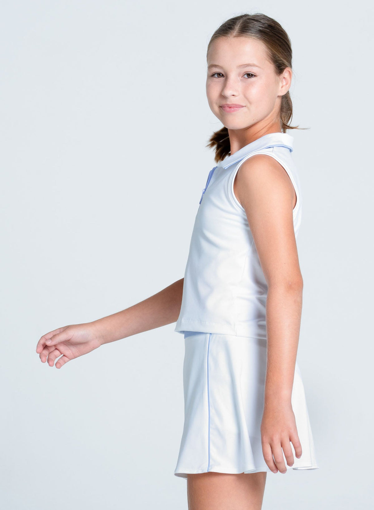 Lucky In Love Club Zip Sleeveless Polo