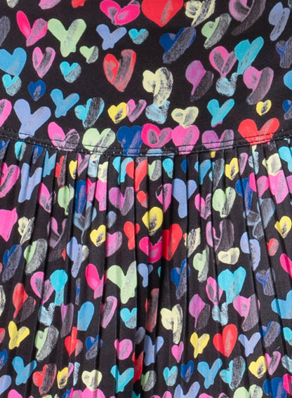 Lucky In Love Thumbprint Hearts Pleated Skirt