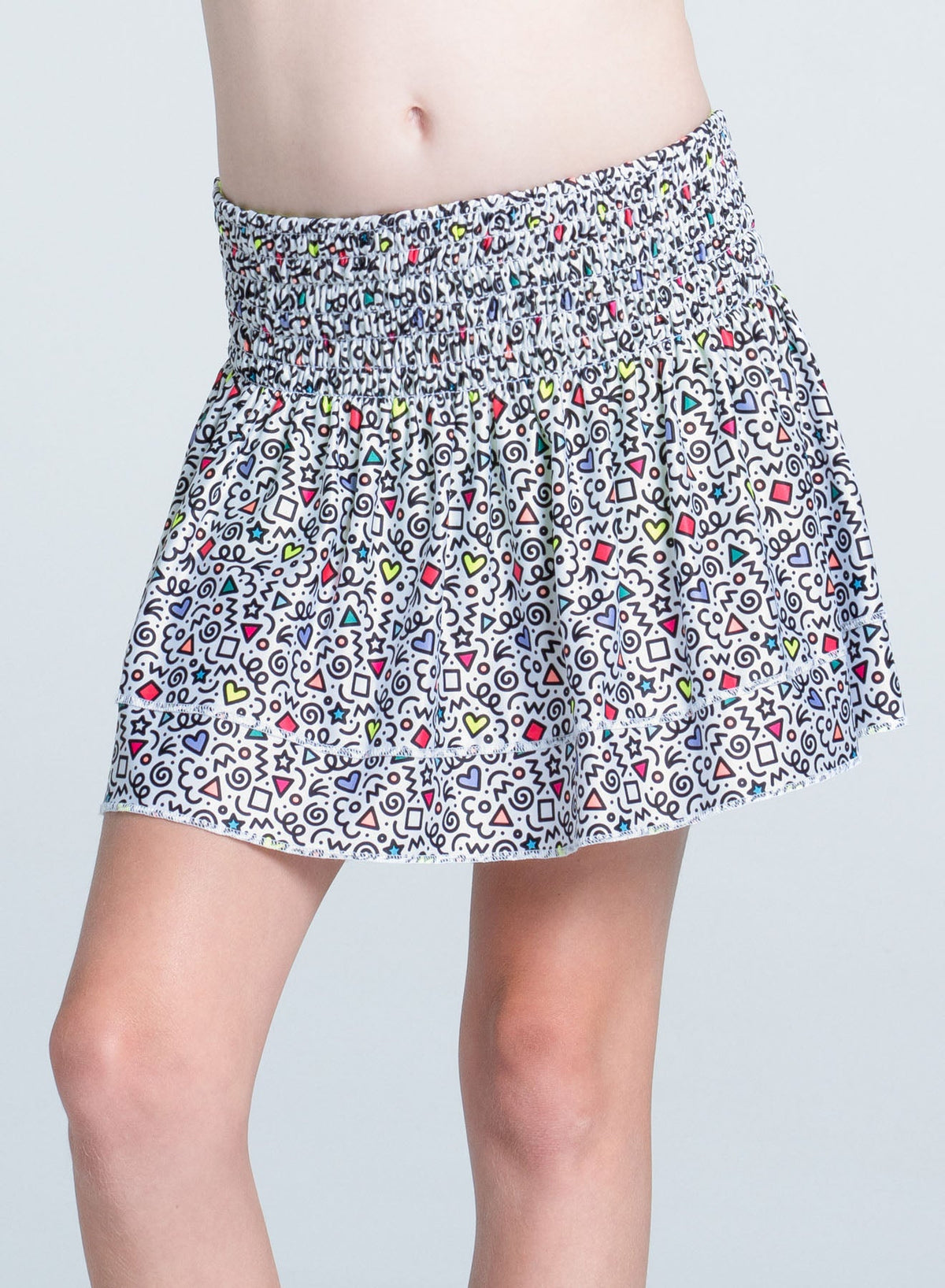 Lucky In Love Retro Doodles Smocked Skirt