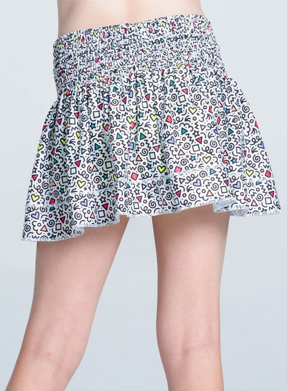 Lucky In Love Retro Doodles Smocked Skirt