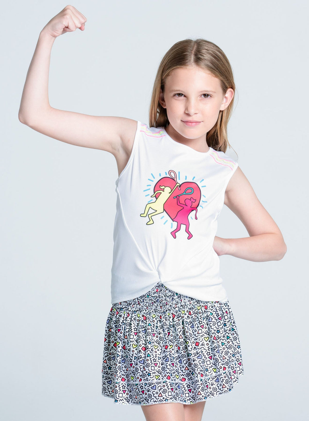 Lucky In Love Retro Doodles Smocked Skirt